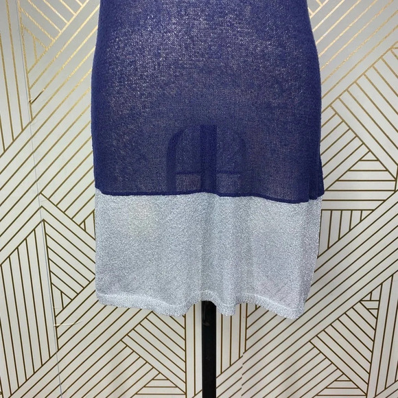 Qi Knit Tank Top Tunic Navy Blue Silver - Picture 4 of 11